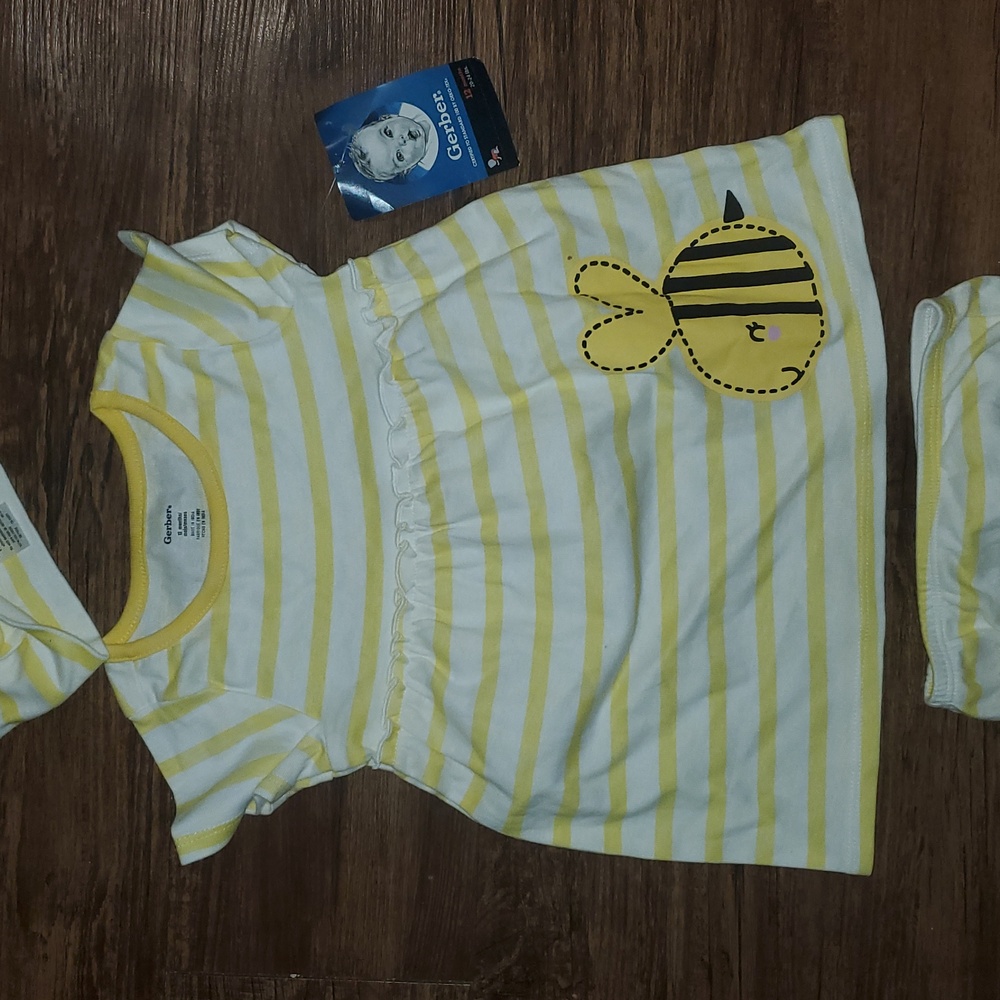 3-Piece Baby & Toddler Girls Bee Garden Dress, Diaper Cover & Headband Set 12 Mo - Picture 4 of 14